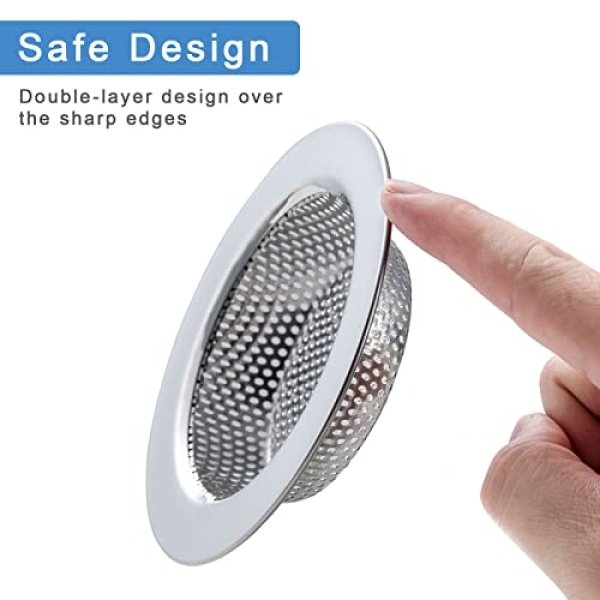 Honmein 2 PCS Sink Strainer for Most Kitchen Sink Drain Basket, Upgraded Double-Layer Safe Design Kitchen Sink Strainer (4.5 Inch). - Image 6