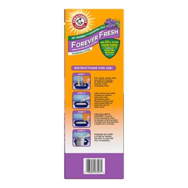 Arm & Hammer Forever Fresh Clumping Cat Litter Lavender, MultiCat 18lb with 20% More Lavender Freshness, Pet Friendly with Essential Oils - Image 2