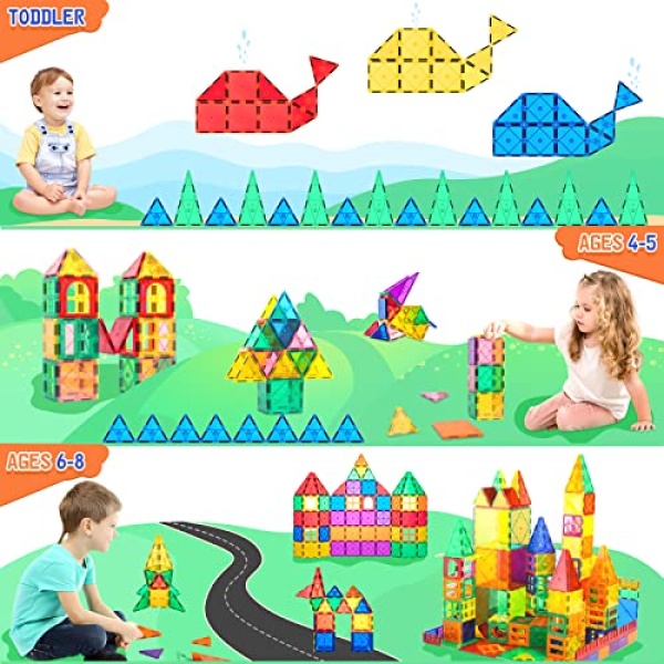 Magnetic Tiles Beginner Set Toys for Girls & Boys Toddler Toys Sensory Toys for Toddlers 3-4 Magnetic Blocks for Kids Age 3-5 4-8 Kids Toys Encourage Kids Creativity & Develop Fine Motor Skills - Image 6