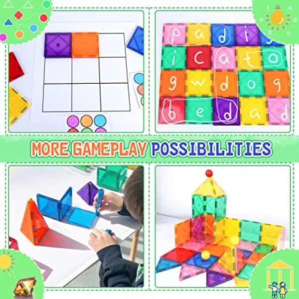 Magnetic Tiles Beginner Set Toys for Girls & Boys Toddler Toys Sensory Toys for Toddlers 3-4 Magnetic Blocks for Kids Age 3-5 4-8 Kids Toys Encourage Kids Creativity & Develop Fine Motor Skills - Image 8