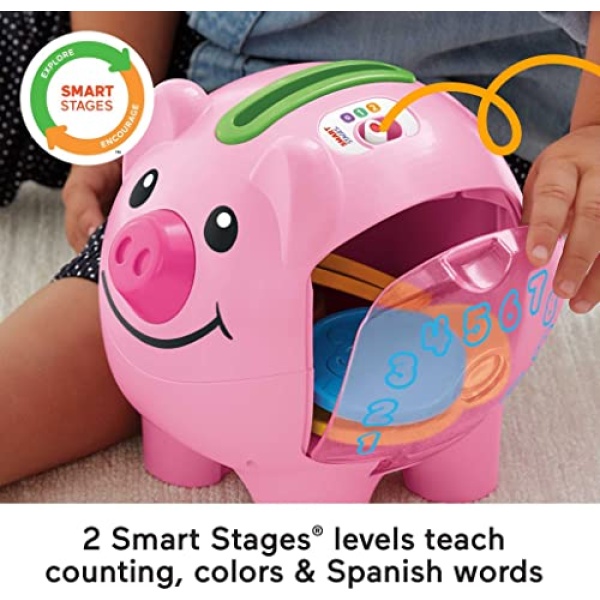 Fisher-Price Laugh & Learn Baby Learning Toy Smart Stages Piggy Bank With Songs Sounds And Phrases For Infant To Toddler Play [Amazon Exclusive] - Image 5