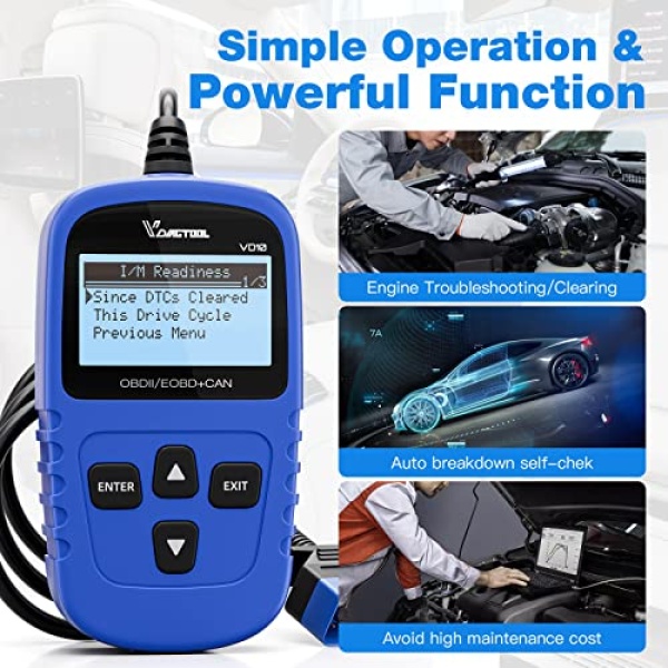 VDIAGTOOL OBD2 Scanner Diagnostic Tool VD10 Car Code Reader Engine Fault Code Reader for Turn Off CEL with Live Data/Freeze Frame/I/M Readiness for All OBDII Protocol Cars, 2023 New Version - Image 5