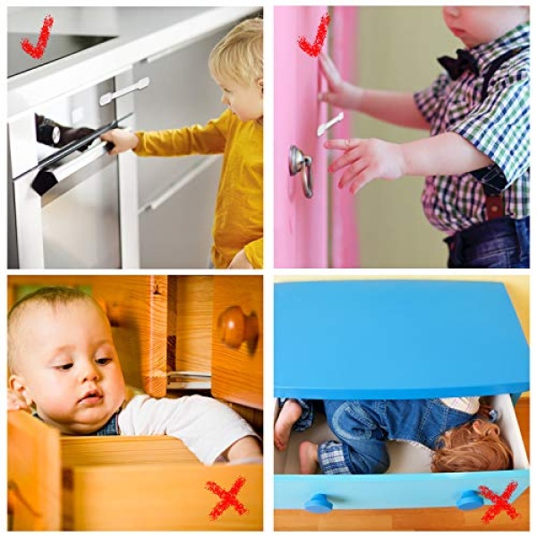 Child Safety Cabinet Locks - (10 Pack) Baby Proofing Latches to Drawer Door Fridge Oven Toilet Seat Kitchen Cupboard Appliance Trash Can with 3M Adhesive - Adjustable Strap No Drill No Tool - Image 5