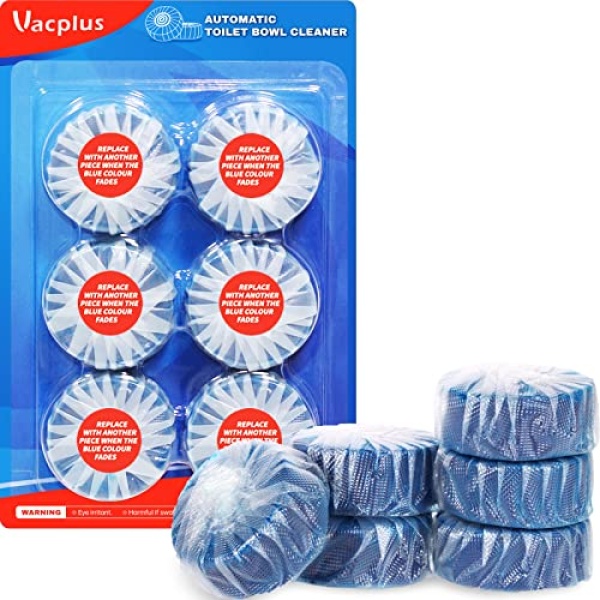 Vacplus Toilet Bowl Cleaners - 6 PACK, Ultra-Clean Toilet Cleaners for Deodorizing & Descaling, Long-Lasting Blue Toilet Bowl Cleaner Tablets with Sustained-Release Technology Against Tough Stains