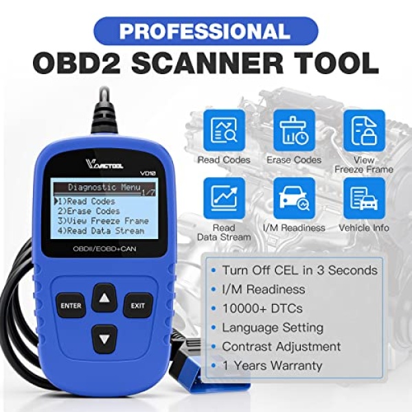 VDIAGTOOL OBD2 Scanner Diagnostic Tool VD10 Car Code Reader Engine Fault Code Reader for Turn Off CEL with Live Data/Freeze Frame/I/M Readiness for All OBDII Protocol Cars, 2023 New Version - Image 6