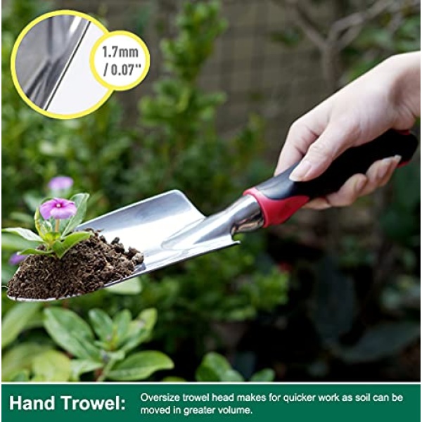 ESOW 11 Includes Hand, Transplant Trowel and Cultivator H Tool Set, 3 Piece Cast-Aluminum Heavy Duty Gardening Kit I, b - Image 5