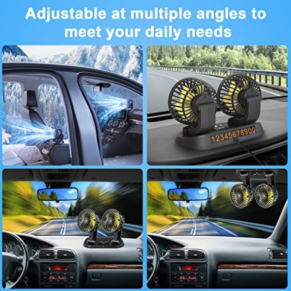 Car Fan, 12V Portable Fans that Blow Cold Air Multi-angle Telescopic Rotation Cigarette Lighter Noggle Fan, Suitable for Car Travel Accessories for Long Trips & Car Camping Essentials - Image 3