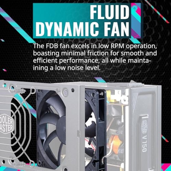 Cooler Master V750 SFX Gold Full Modular, 750W, 80+ Gold Efficiency, ATX Bracket Included, Quiet FDB Fan, SFX Form Factor, 10 Year Warranty - Image 10