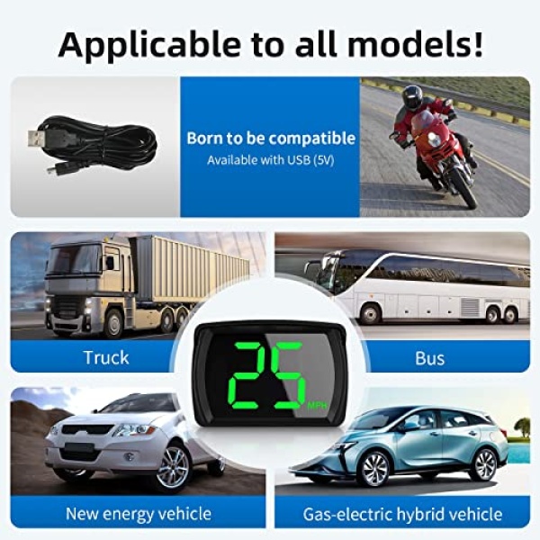 AWOLIMEI Car Hud GPS Speedometer，Head Up Display for Cars with Speed、Mph，USB Plug and Play，Suitable for All Car - Image 9