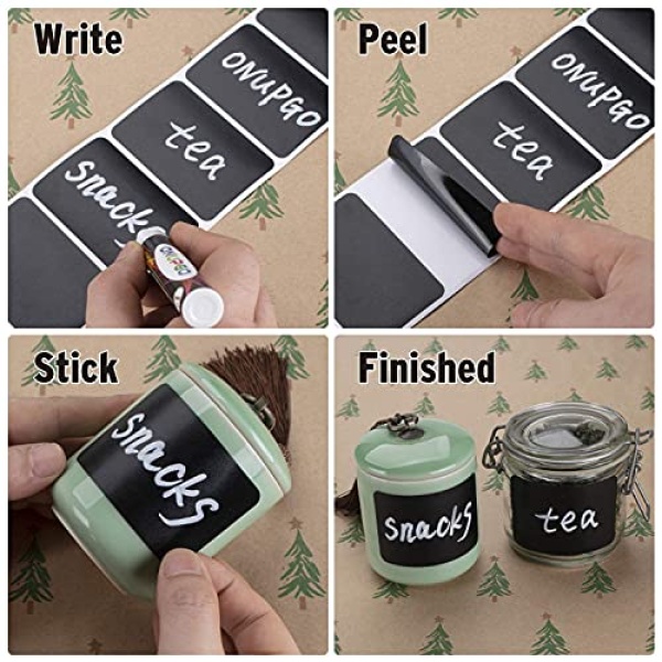 ONUPGO Chalkboard Labels-180pcs Waterproof Reusable Blackboard Stickers with 1 Liquid Chalk Marker for Mason Jars, Parties Decoration, Craft Rooms, Weddings, Storage, Organize Your Home & Kitchen - Image 4