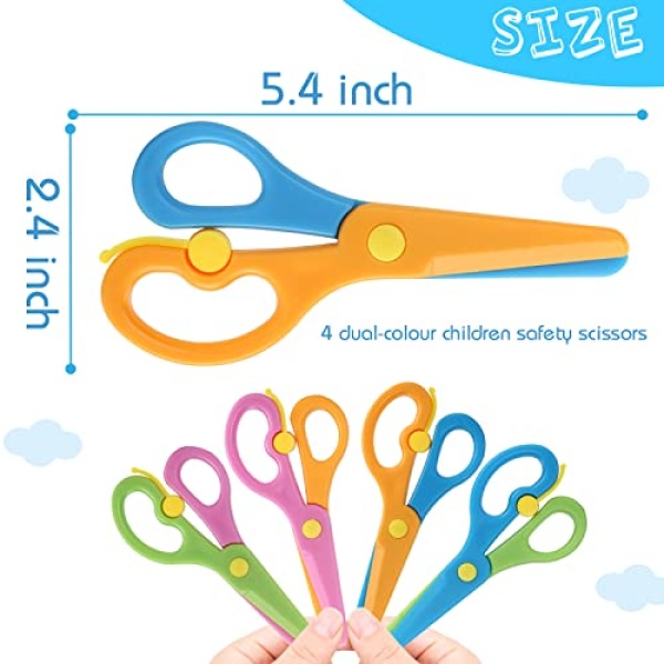 LovesTown Preschool Training Scissors,4Pcs Children Safety Scissors Pre-School Training Scissors Safety Scissors Art Craft Scissors - Image 7