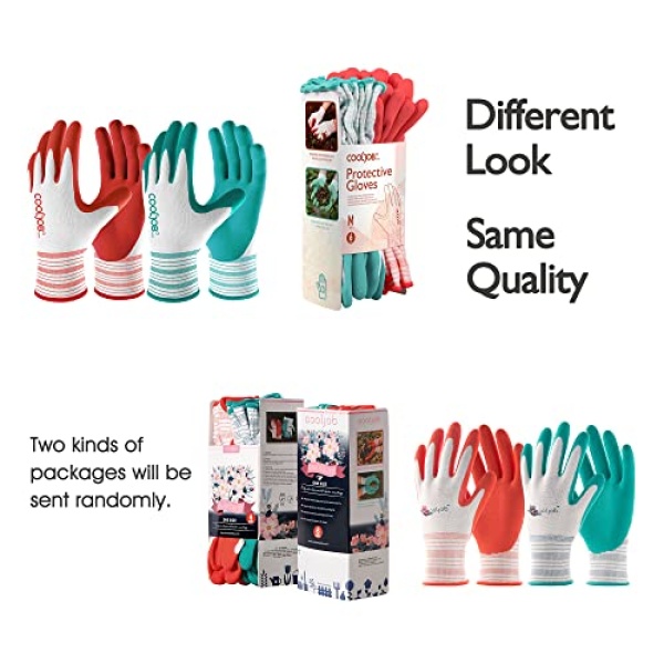 COOLJOB Gardening Gloves for Women and Ladies, 6 Pairs Breathable Rubber Coated Yard Garden Gloves, Outdoor Protective Work Gloves with Grip, Medium Size Fits Most, Red & Green - Image 6