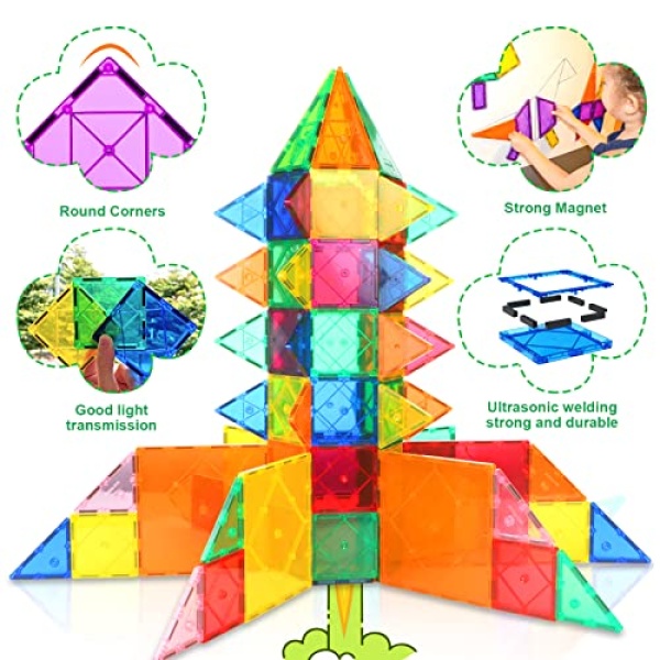 Magnetic Tiles Beginner Set Toys for Girls & Boys Toddler Toys Sensory Toys for Toddlers 3-4 Magnetic Blocks for Kids Age 3-5 4-8 Kids Toys Encourage Kids Creativity & Develop Fine Motor Skills - Image 4