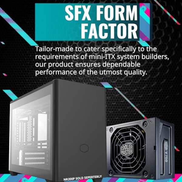 Cooler Master V750 SFX Gold Full Modular, 750W, 80+ Gold Efficiency, ATX Bracket Included, Quiet FDB Fan, SFX Form Factor, 10 Year Warranty - Image 16