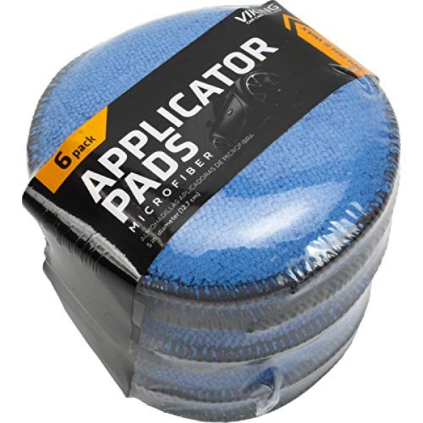 VIKING Applicator Pads, Car Wax Applicator, 5 Inch Diameter, 6 Pack, Blue/Grey - Image 2