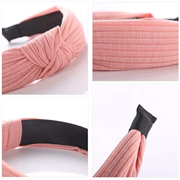 Funtopia Knotted Headbands for Women Girls, 9 Pcs Wide Plain Turban Headband Fashion Cross Knot Hair Bands with Solid Colors - Image 5