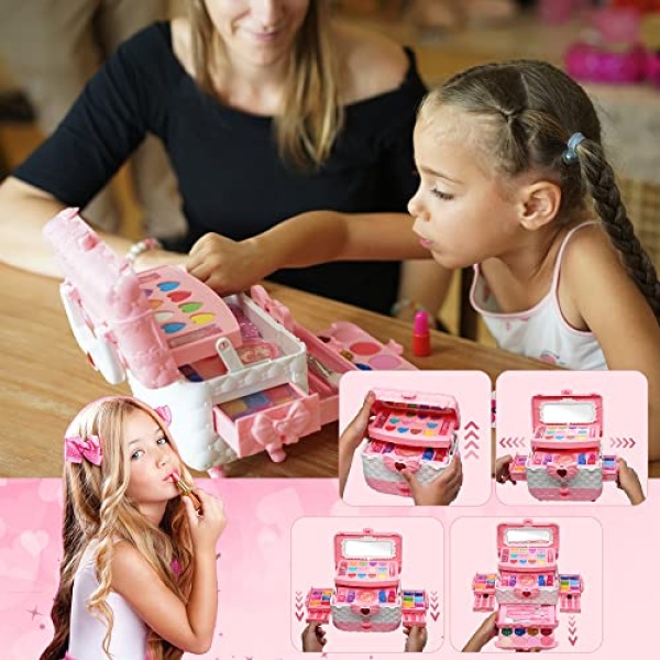 Kids Makeup Kit for Girl - Kids Makeup Kit Toys for Girls,Play Real Makeup Girls Toys, Washable Make Up for Little Girls, Non ToxicToddlers Pretend Cosmetic Kits,Age3-12 Year Old Children Gift - Image 5