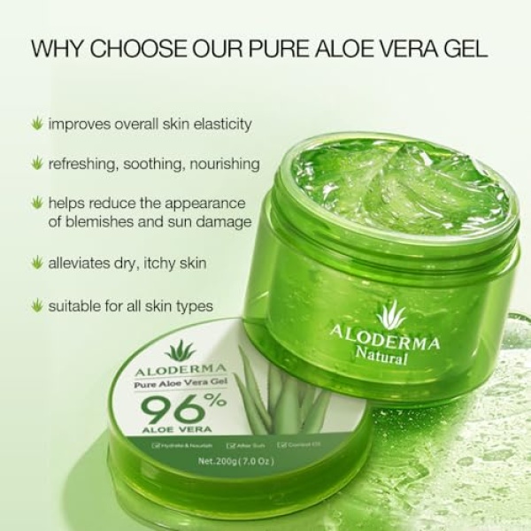 Aloderma Organic Aloe Vera Gel for Face & Body, Made within 12 Hours of Harvest, 96% Pure Aloe Vera Gel for Skin, Scalp, & Hair, Soothing Aloe Face Moisturizer, Multipurpose, Hydrating Aloe Gel, 7oz - Image 8