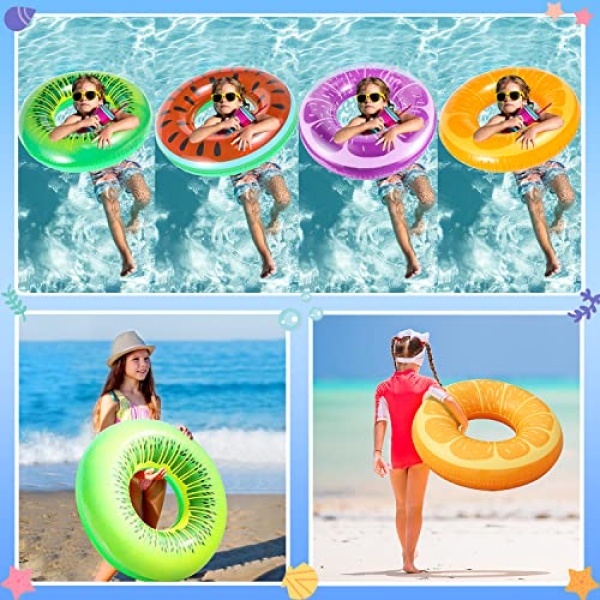 FindUWill 6 Pack Pool Floats Kids, Pool Swim Tubes Rings(4 Pack) - 4Pcs Inflatable Big Floaties Beach Swimming Toys with 2Pcs Beach Balls for Kids Adults Raft Floaties Toddlers - Image 7