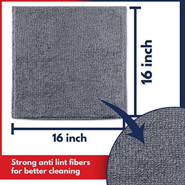 USANOOKS Microfiber Cleaning Cloth Grey - 12Pcs (16x16 inch) High Performance - 1200 Washes, Ultra Absorbent Towels Weave Grime & Liquid for Streak-Free Mirror Shine - Car Washing cloth and Applicator - Image 6