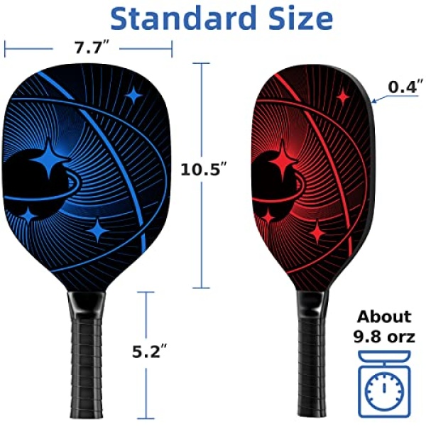 Pickleball Paddles, Pickleball Set with 4 Premium Wood Pickleball Paddles, 4 Pickleball Balls, 4 Cooling Towels & Carry Bag, Pickleball Rackets with Ergonomic Cushion Grip, Gifts for Men Women - Image 5