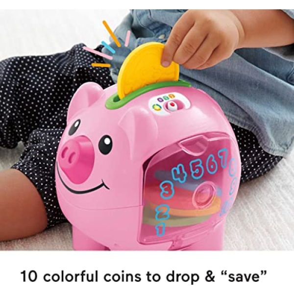 Fisher-Price Laugh & Learn Baby Learning Toy Smart Stages Piggy Bank With Songs Sounds And Phrases For Infant To Toddler Play [Amazon Exclusive] - Image 4