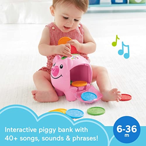 Fisher-Price Laugh & Learn Baby Learning Toy Smart Stages Piggy Bank With Songs Sounds And Phrases For Infant To Toddler Play [Amazon Exclusive] - Image 6