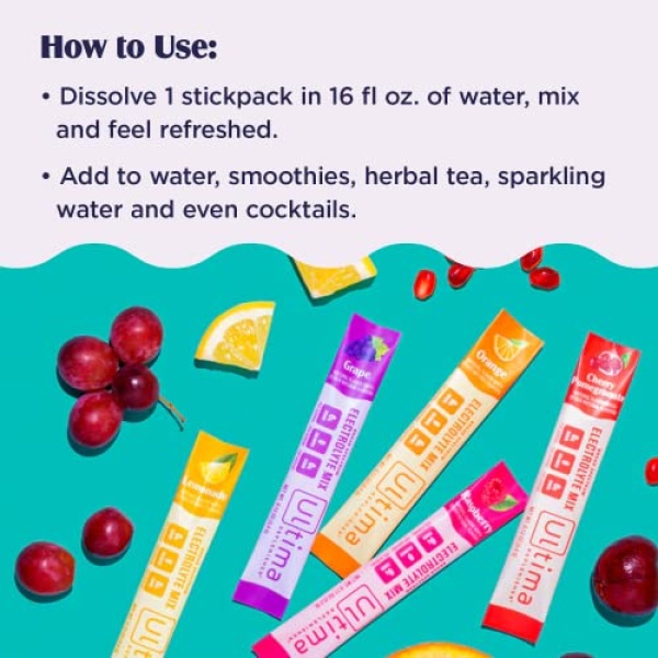 Ultima Replenisher Hydration Electrolyte Packets- 20 Count- Keto & Sugar Free- On the Go Convenience- Feel Replenished, Revitalized- Non-GMO & Vegan Electrolyte Drink Mix- Variety 5 Flavor​ - Image 5