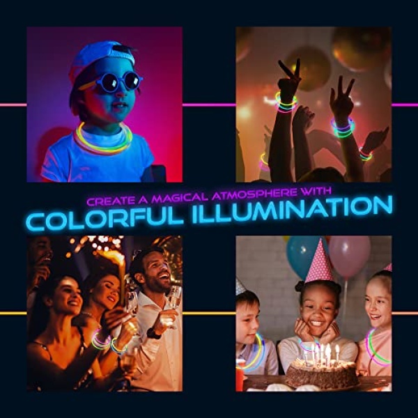 Glow Sticks Party Pack - 240 PCS That Includes, 100 Pcs 8 Inch Glow sticks,10 Pcs Ultra-Bright 6 Inch Glow Sticks, And All Exciting Accessories – Create Glow In The Dark Necklaces, Bracelets, Glasses, Headbands, Balls, Flowers And Much More, Neon Light St - Image 5