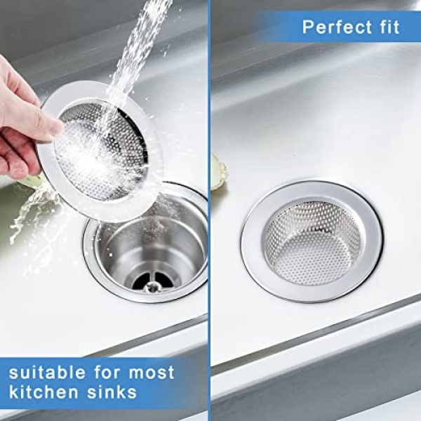 Honmein 2 PCS Sink Strainer for Most Kitchen Sink Drain Basket, Upgraded Double-Layer Safe Design Kitchen Sink Strainer (4.5 Inch). - Image 2