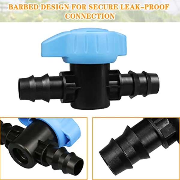 Gardrip Drip Irrigation 1/2" Switch Valve：5 Pack Drip Line 1/2 Inch Shut Off Valve Fits of 1/2 Inch Drip Irrigation Tubing (.570-.620" ID) for Garden Lawn Irrigation System - Image 5