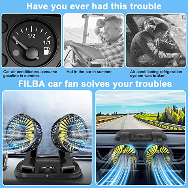 Car Fan, 12V Portable Fans that Blow Cold Air Multi-angle Telescopic Rotation Cigarette Lighter Noggle Fan, Suitable for Car Travel Accessories for Long Trips & Car Camping Essentials - Image 5