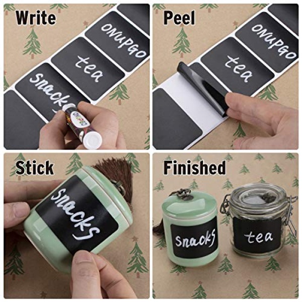 ONUPGO Chalkboard Labels-180pcs Waterproof Reusable Blackboard Stickers with 1 Liquid Chalk Marker for Mason Jars, Parties Decoration, Craft Rooms, Weddings, Storage, Organize Your Home & Kitchen - Image 2