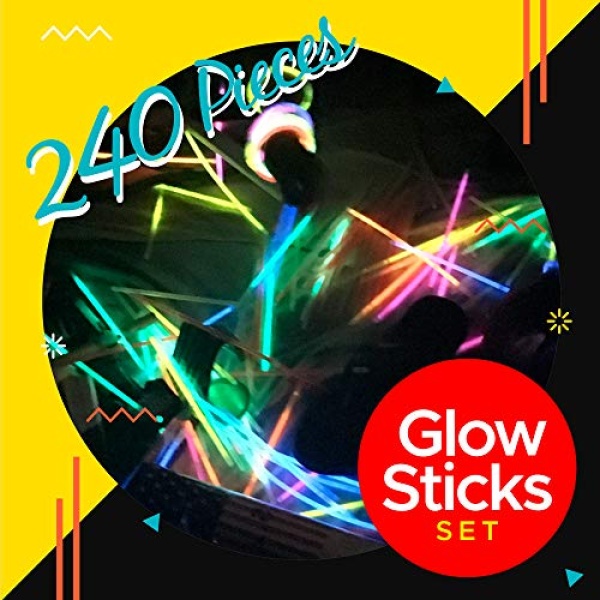 Glow Sticks Party Pack - 240 PCS That Includes, 100 Pcs 8 Inch Glow sticks,10 Pcs Ultra-Bright 6 Inch Glow Sticks, And All Exciting Accessories – Create Glow In The Dark Necklaces, Bracelets, Glasses, Headbands, Balls, Flowers And Much More, Neon Light St - Image 3