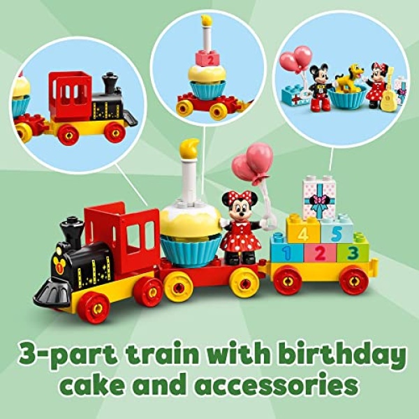 LEGO DUPLO Disney Mickey & Minnie Mouse Birthday Train 10941 - Building Toys for Toddlers with Number Bricks, Cake and Balloons, Early Learning and Motor Skill Toy, Great Gift for Girls, Boys Ages 2+ - Image 6