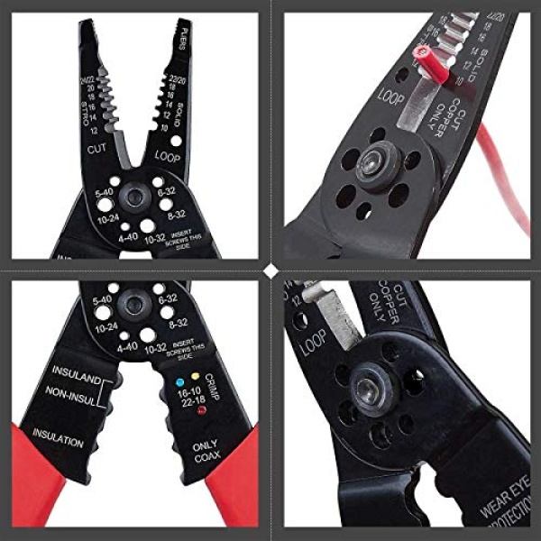 WGGE WG-015 Professional 8-inch Wire Stripper/wire crimping tool, Wire Cutter, Wire Crimper, Cable Stripper, Wiring Tools and Multi-Function Hand Tool. - Image 7