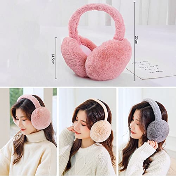 Surakey Winter Women Solid Foldable Earmuffs Girl Ski Adjustable Ear Covers Soft Plush Warmer Fleece Lining for Home(Coffee) - Image 3