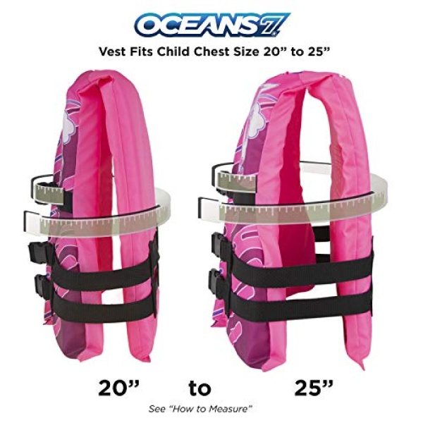 Oceans7 US Coast Guard-Approved Kids Life Jacket 30-50 lbs -Type III PFD Flexible-Fit Open-Sided Design Personal Flotation Device – Pink/Berry - Image 5