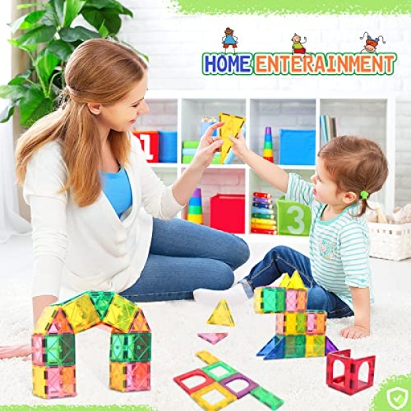 Magnetic Tiles Beginner Set Toys for Girls & Boys Toddler Toys Sensory Toys for Toddlers 3-4 Magnetic Blocks for Kids Age 3-5 4-8 Kids Toys Encourage Kids Creativity & Develop Fine Motor Skills - Image 5