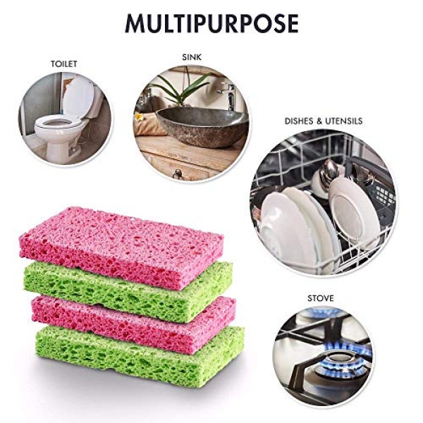 SCRUBIT Cellulose Scrub Sponge - Kitchen Cleaning Sponges for Dishes,Pans,Pots & More- 6 Pack Dishwashing Sponges - Colors May Vary - Image 5