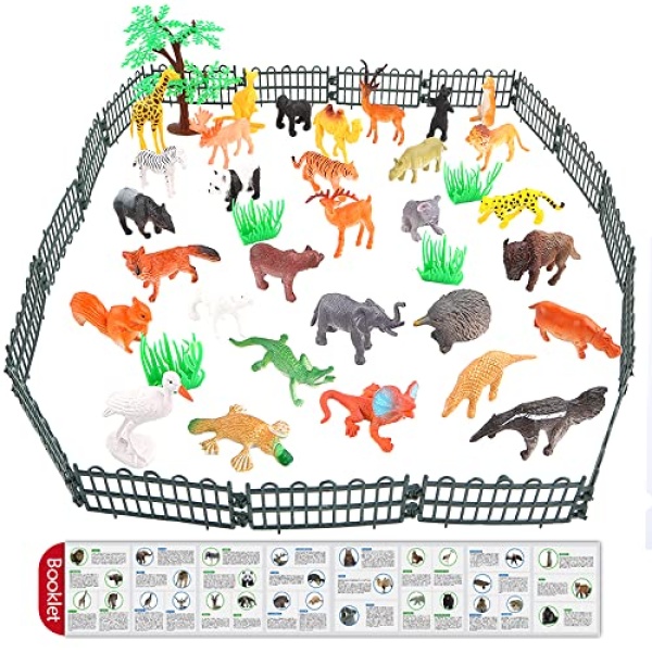 Animals Figure,54 Piece Mini Jungle Animals Toys Set,ValeforToy Realistic Wild Vinyl Plastic Animal Learning Party Favors Toys for Boys Girls Kids Toddlers Forest Small Animals Playset Cupcake Topper - Image 5