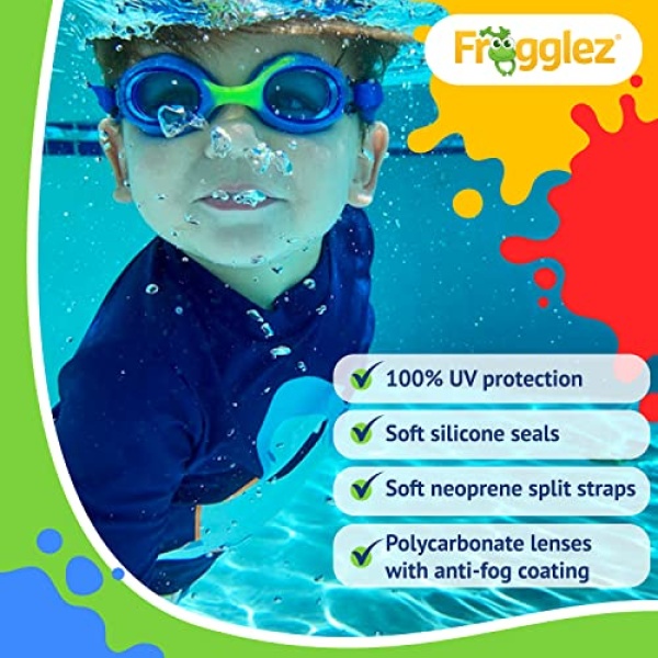 Frogglez Pain-Free Swim Goggles for Kids Under 10 (Ages 3-10), No Hair Pulling, Recommended by Olympic Swimmers - Image 2