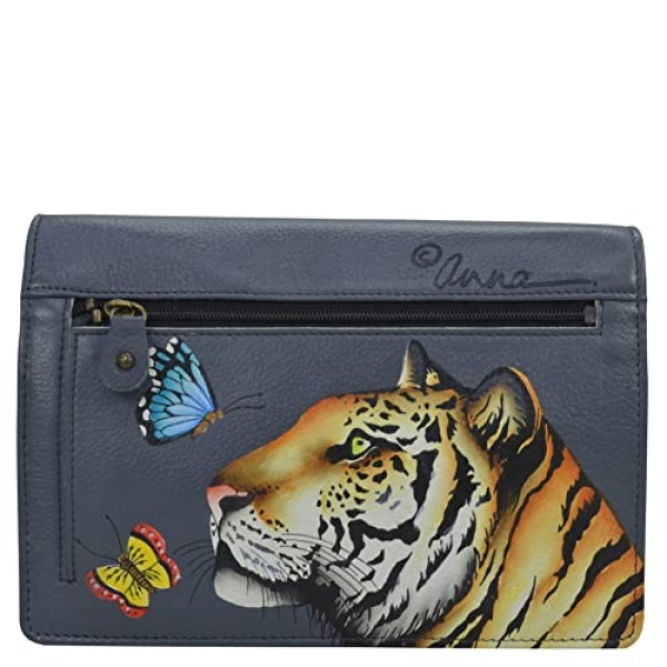 Anna by Anuschka Women’s Hand-Painted Genuine Leather Two Fold Wallet On a String - Royal Tiger - Image 5