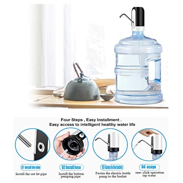 5 Gallon Water Bottle Dispenser, USB Charging Water Bottle Pump, Portable Water Dispenser Pump for Camping - Image 3