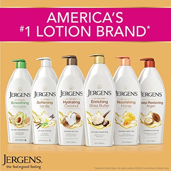 Jergens Oil-Infused Smoothing Avocado Moisturizer, 16.8 Fluid Ounces, with Avocado Oil and Oat Extract, for Visibly Replenished Skin, for All Skin Types - Image 7