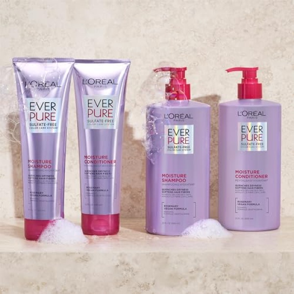 L'Oreal Paris Moisture Shampoo and Conditioner, Rosemary, Sulfate Free, EverPure 1 kit - Image 3