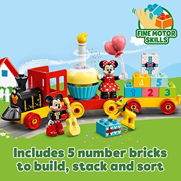 LEGO DUPLO Disney Mickey & Minnie Mouse Birthday Train 10941 - Building Toys for Toddlers with Number Bricks, Cake and Balloons, Early Learning and Motor Skill Toy, Great Gift for Girls, Boys Ages 2+ - Image 5