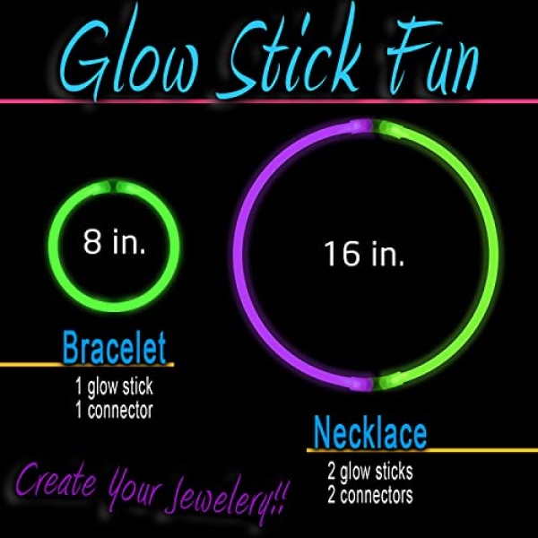 Glow Sticks Party Pack - 240 PCS That Includes, 100 Pcs 8 Inch Glow sticks,10 Pcs Ultra-Bright 6 Inch Glow Sticks, And All Exciting Accessories – Create Glow In The Dark Necklaces, Bracelets, Glasses, Headbands, Balls, Flowers And Much More, Neon Light St - Image 8