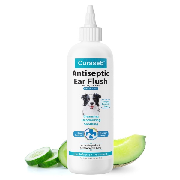 Curaseb Dog Ear Infection Treatment Solution – Soothes Itchy & Inflamed Ears – Cleans Debris and Buildup - 8oz