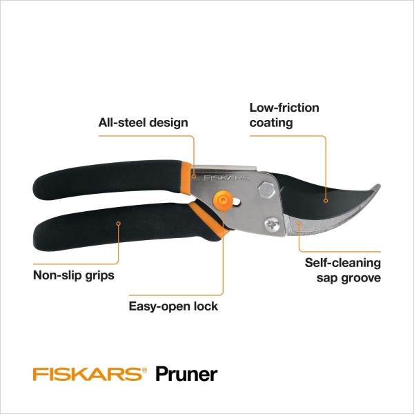 Fiskars Bypass Pruning Shears 5/8” Garden Clippers - Plant Cutting Scissors with Sharp Precision-Ground Steel Blade - Image 6